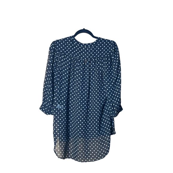 LC Lauren Conrad Top Womens M Black White Polka Dot Sheer Blouse - Picture 6 of 7
